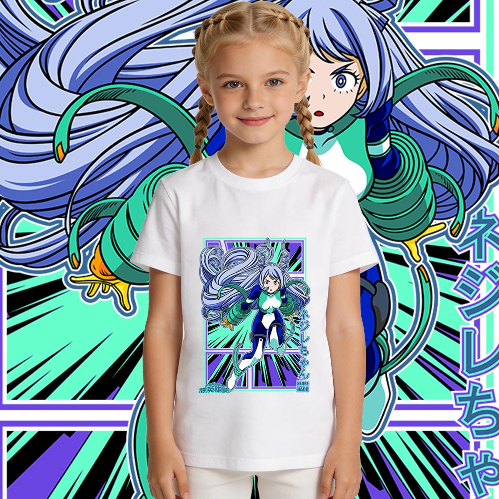 My Hero Academia Nejire Hado Anime Printed Cotton T Shirt for Boys and Girls Kids Casual Wear Short Sleeve Summer Top