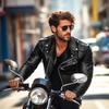 Men's PU Leather Motorcycle Jacket - Stylish European-American Streetwear with Functional Zipper.