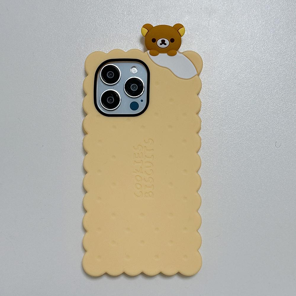 Sandwich Rilakkuma Bear Biscuit Soft Silicone Cover Case For iPhone 16 15 14 13 12 11 Pro 7 8 Plus X XS Max XR