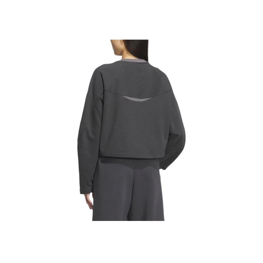 Adidas Fustl W Crew Loose Fit Round Neck Fashion Versatile Long Sleeve Short Sweatshirt Women Sweatshirt Carbon-Black JM4275