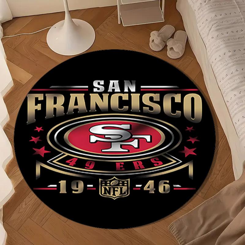 Vintage 49ers Football Round Mat, Anti-slip Circle Carpet Chair Rug For livingroom,Bedroom, Doormat Home Decor Gift Christmas Gifts
