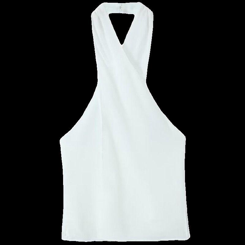 Fashion Style 2024 Summer Female Open Back Cross Design Hanging Collar Strappy Sleeveless Tank Top Tops 3034318