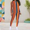 Women Plus Size White Printed Round Neck Long Sleeve Top Fitted Pants Two Piece Set