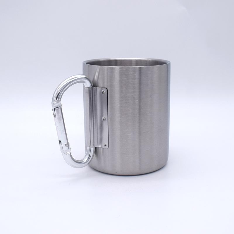 Наружная стальная чашка походная чашка пикниковая чашка заплатка альпинистская пряжка двухслойная термоизоляция портативная складная чашка 300ml