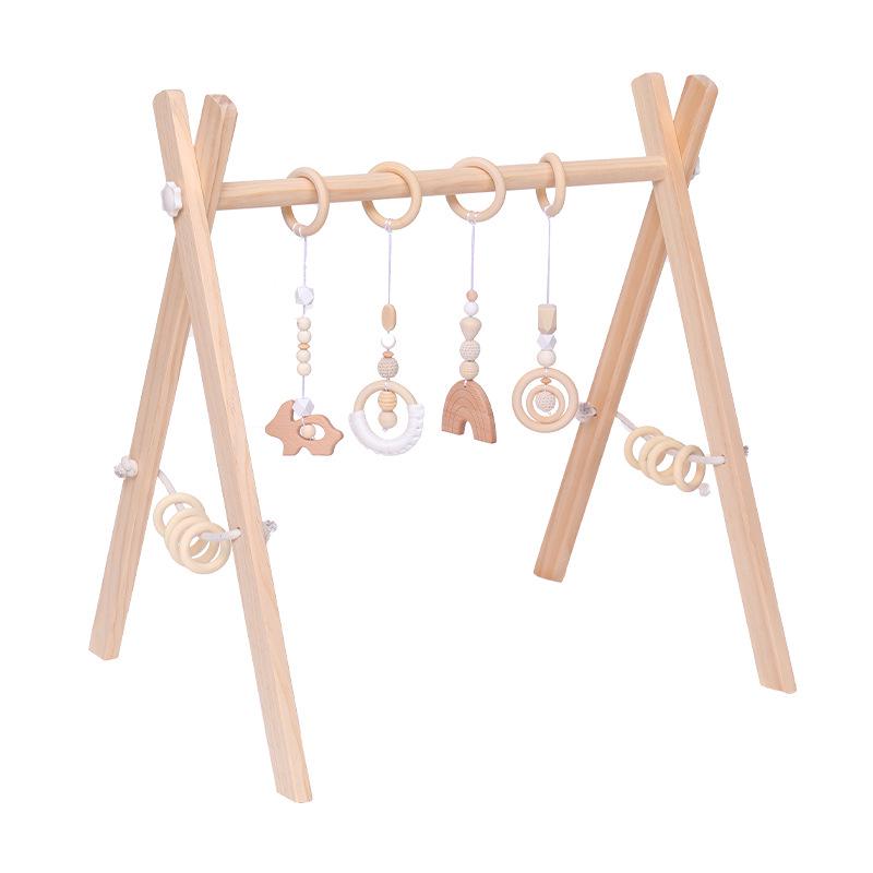Nordic Wooden Baby Fitness Toy with Bells and Hanging Ornaments