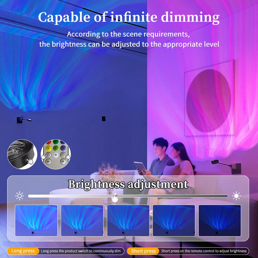 USB Plug-in Water Ripple Shaped Aurora Projection Light Touch/remote Control Color Changing Lighting Atmosphere Decoration Light
