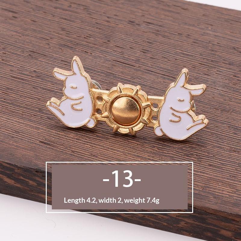 Various Cute Styles No Sew Waist Tightener Buttons Alloy Adjustable for Jeans Skirt Pants Waist Adjustment Accessory