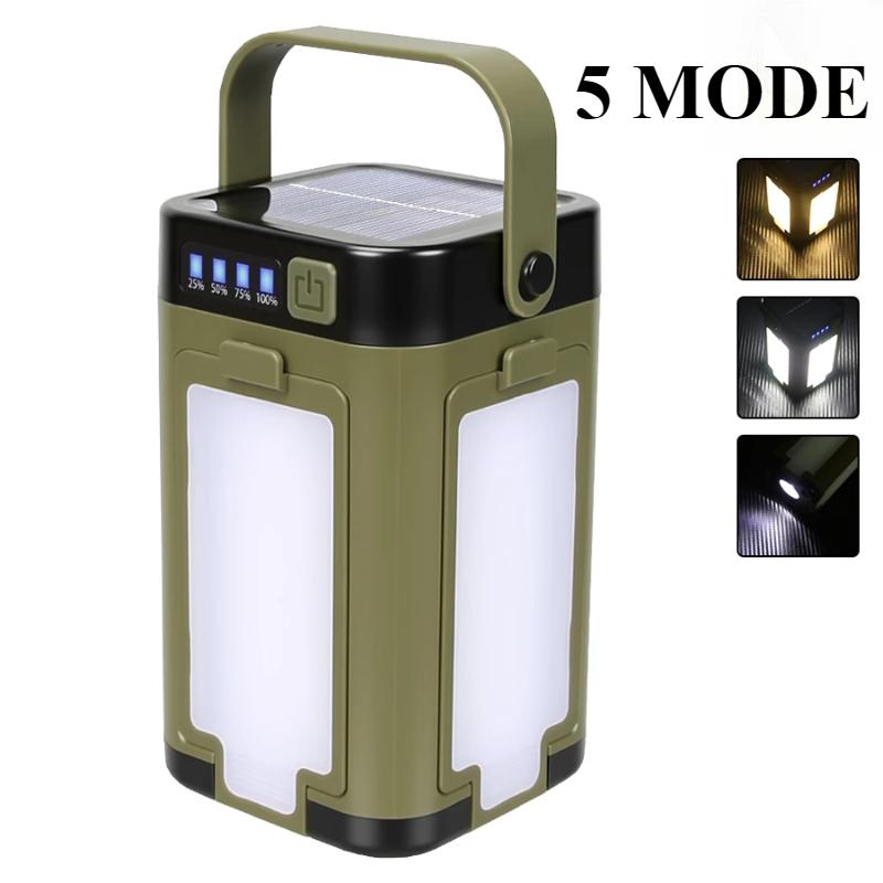 Wiederaufladbare Solar-Grilllampe Camping-Handlampe Tragbare Hängezeltlampe Faltbares Kleeblatt Camping Grillen Angeln