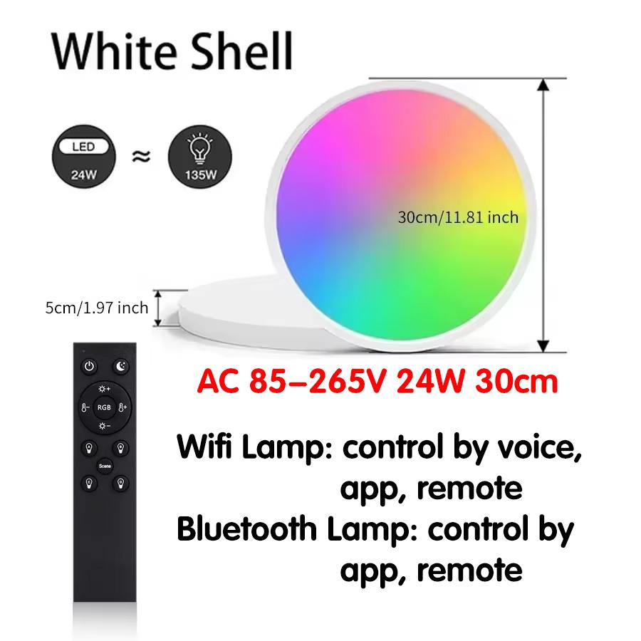 Tuya Smart Led Ceiling Light 85-265V Wifi BT with Remote Control 24W 30cm RGB White Dimmable Alexa Google Flush Mount Fixture