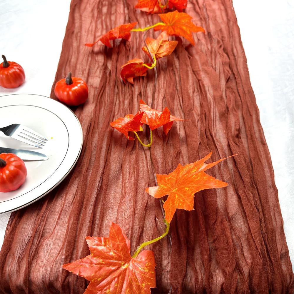 5 Stück Käsetuch Tischläufer, Rustikaler Läufer Gaze Boho Hochzeitsdeko Romantischer Tischläufer für Hochzeits- Geburtstagsfeier Dekoration