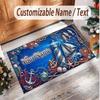Fish Ocean Theme Soft Crystal Velvet Rug Custom Name & Text Print Non Slip Floor Rug for Bedroom Living Room