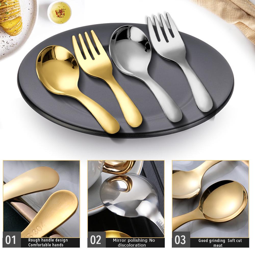 Silber/Golden Edelstahl Kurzen Griff Löffel Gabeln Suppe Löffel Gewürze Löffel Dessert Löffel Tee Kaffee Löffel