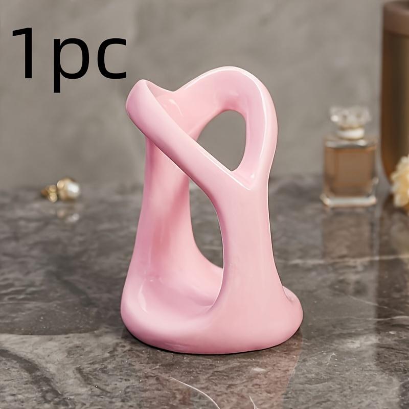 1pc Ceramic Heart-Shaped Toothbrush Holder, Freestanding Bathroom Accessory, Thickened Moisture-Proof Design, Cute Cartoon Couple Toothbrush Organizer