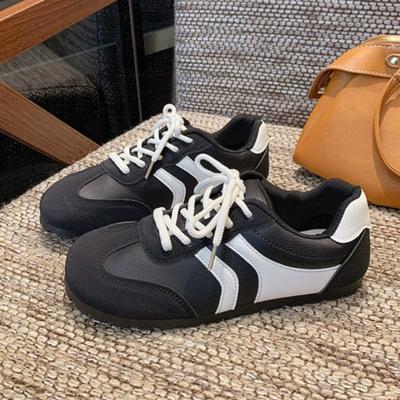 Retro German Training Shoes Women Spring Summer New Flat Bottom Casual Small White Shoes Students Tied Sports Female Gump Shoe