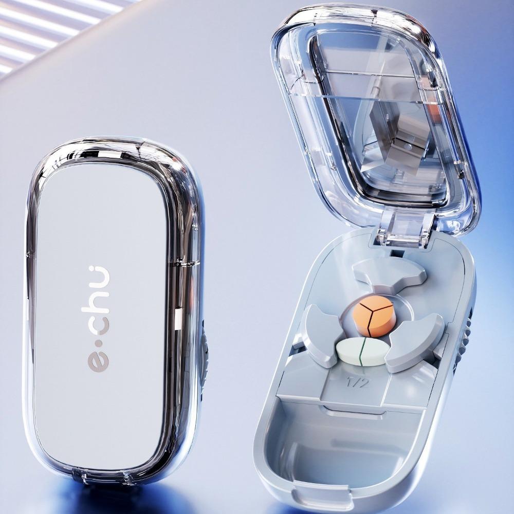 Pill Cutter Splitter Quarter Tablet Slicer Precise 1/2 1/3 1/4 Cut Portable Medicine Storage Box for Daily Use