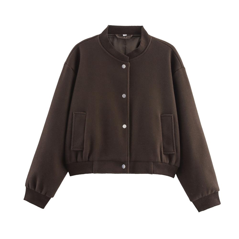 Foreign trade Europe, America, spring and autumn casual versatile long-sleeved single-breasted soft pilot short jacket
