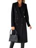 Women's Spring 2025 Versatile Woolen Double-Breasted Long Sleeve Coat with Welt Pockets
