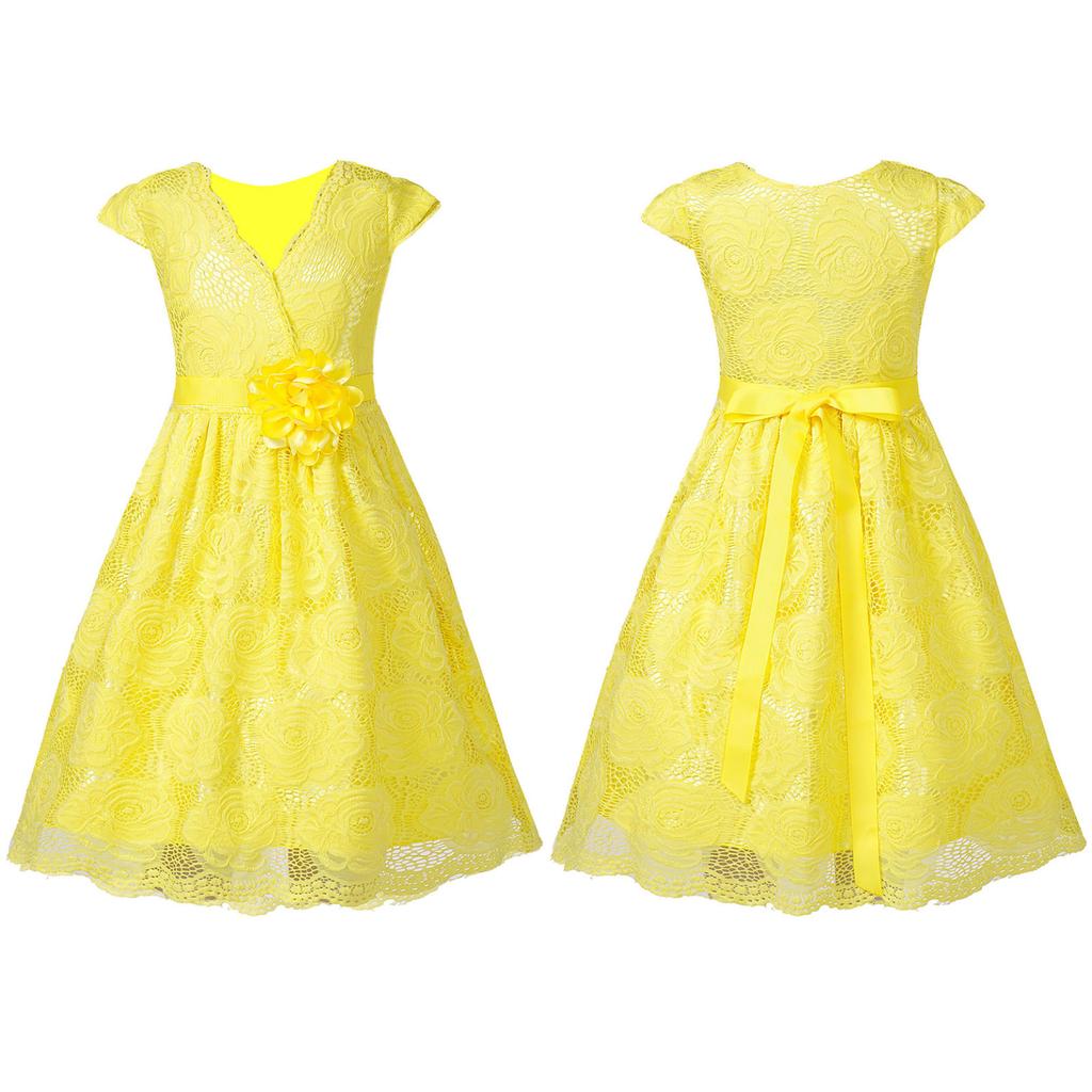 Květinové dívčí šaty Dětské Dívčí Krajkové Princezna Svatební Šaty pro družičku Společenské Večerní plesové šaty Dětské šaty