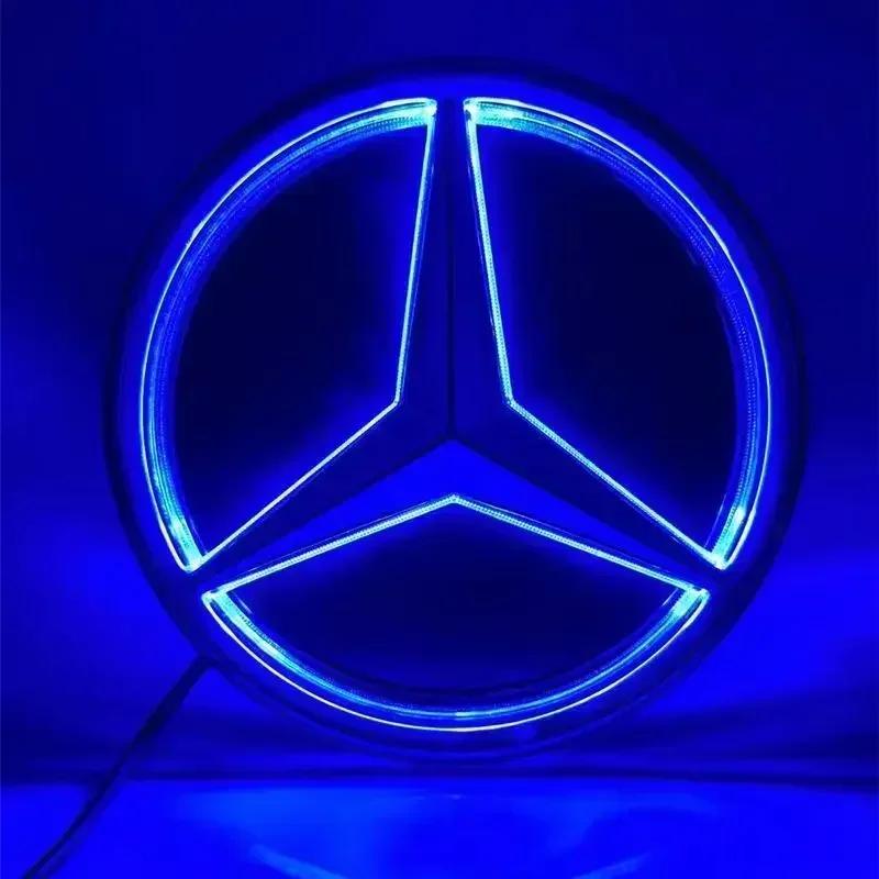 Heißer Autoaufkleber Auto Frontgrill Logo Licht Spiegelgesicht LED Abzeichen Emblem Leuchtendes Dekoratives Licht Für Mercedes Benz W213 E-Klasse