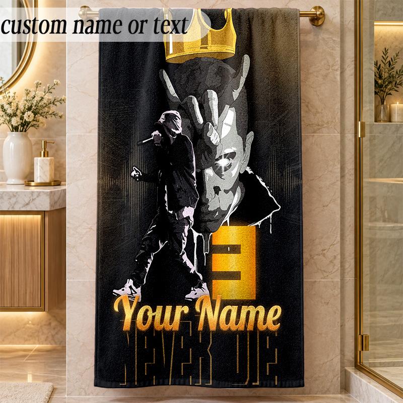 Beach TowelEminem Custom Name Text Personalized Soft Towel for Beach Pool Indoor Home Decor Gift