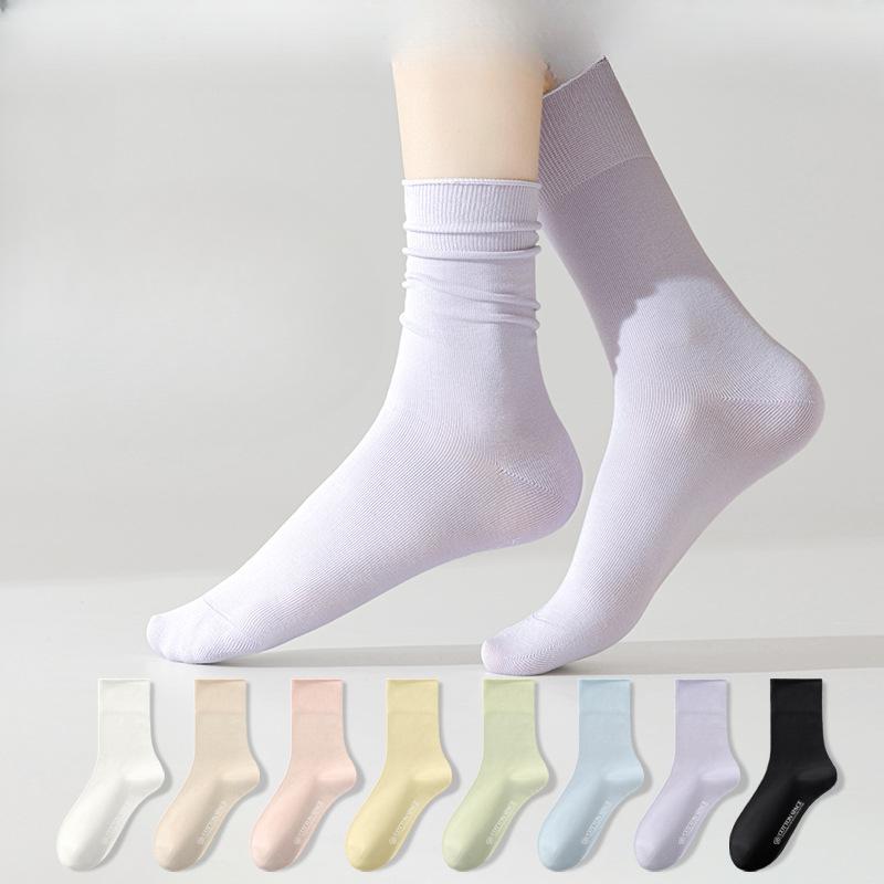 

Female Spring and Summer Pure Cotton Deodorizing Moon Son Boneless Tube Pile Socks 1 pair білий