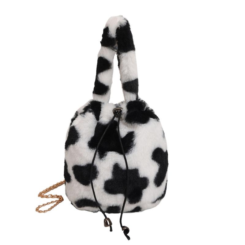 Fashion and Beautiful Plush Bucket Bag, New Fashion Trendy Women's One-shoulder Cross-arm Women's Bag
