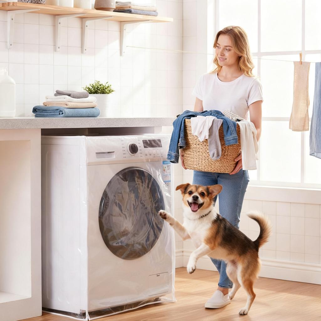 Drum Washing Machine Dust Cover With Smooth Zipper Transparent Waterproof Covers Household Dust Cloth For Washing Machine