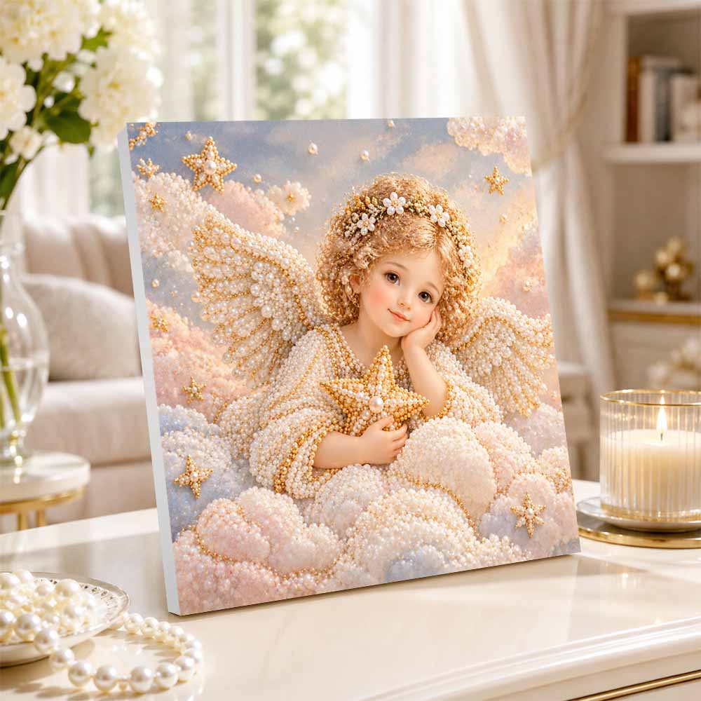 Pearl Painting 5D DIY Decorative Painting. Cute Birthday Gift. Angel Star Clouds Handmade Art Painting