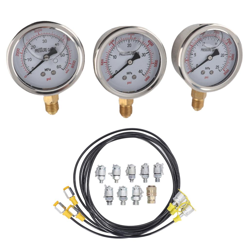 Hydraulikdruckprüfset Genau Tragbar 25 40 60MPa Hydrauliktester mit 8 Kupplungen für