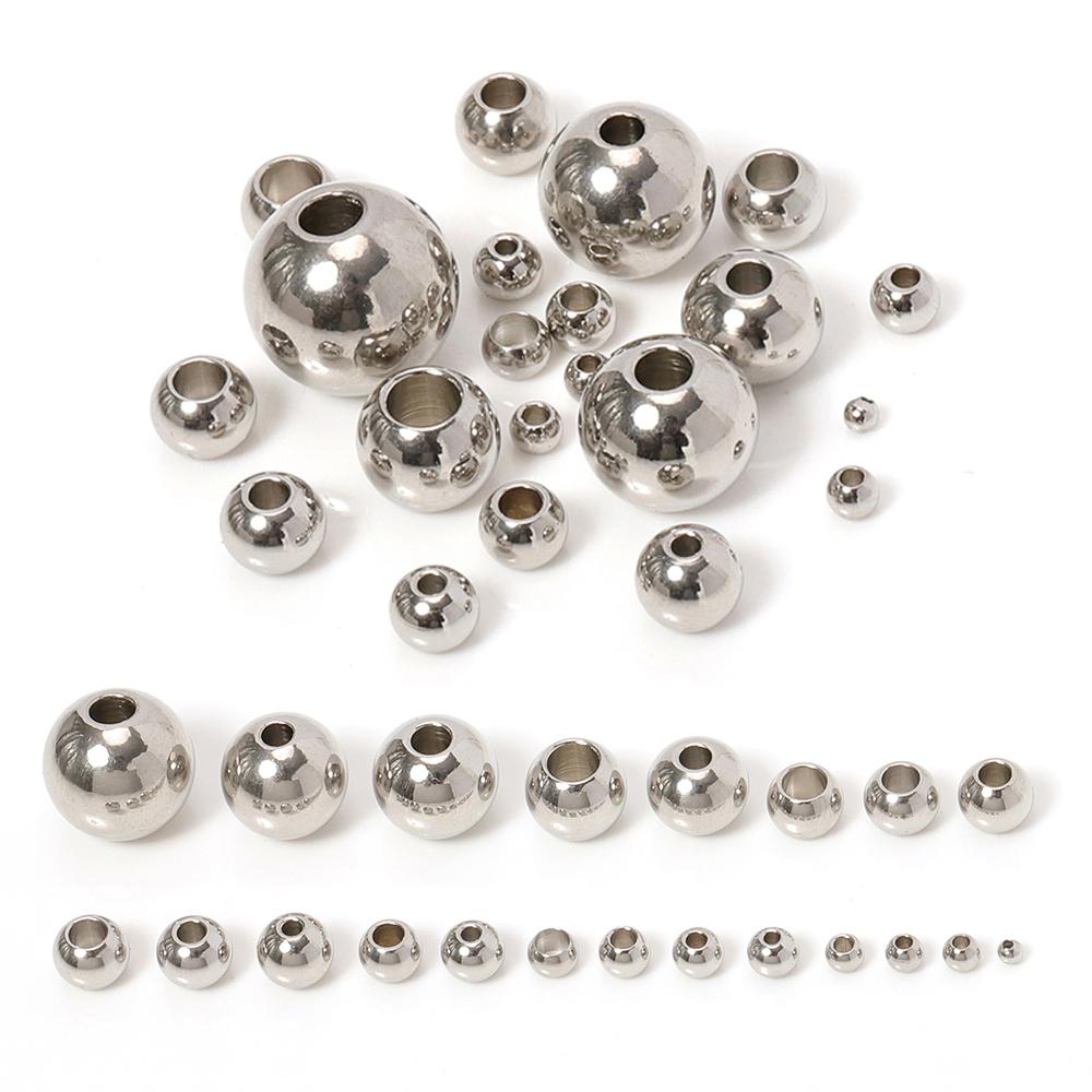 

100pcs Steel Color Round Beads Stainless Steel Spacer Beads &Beads Separators Bracelet Necklace Jewelry Making DIY Accessories 2mm x hole1mm