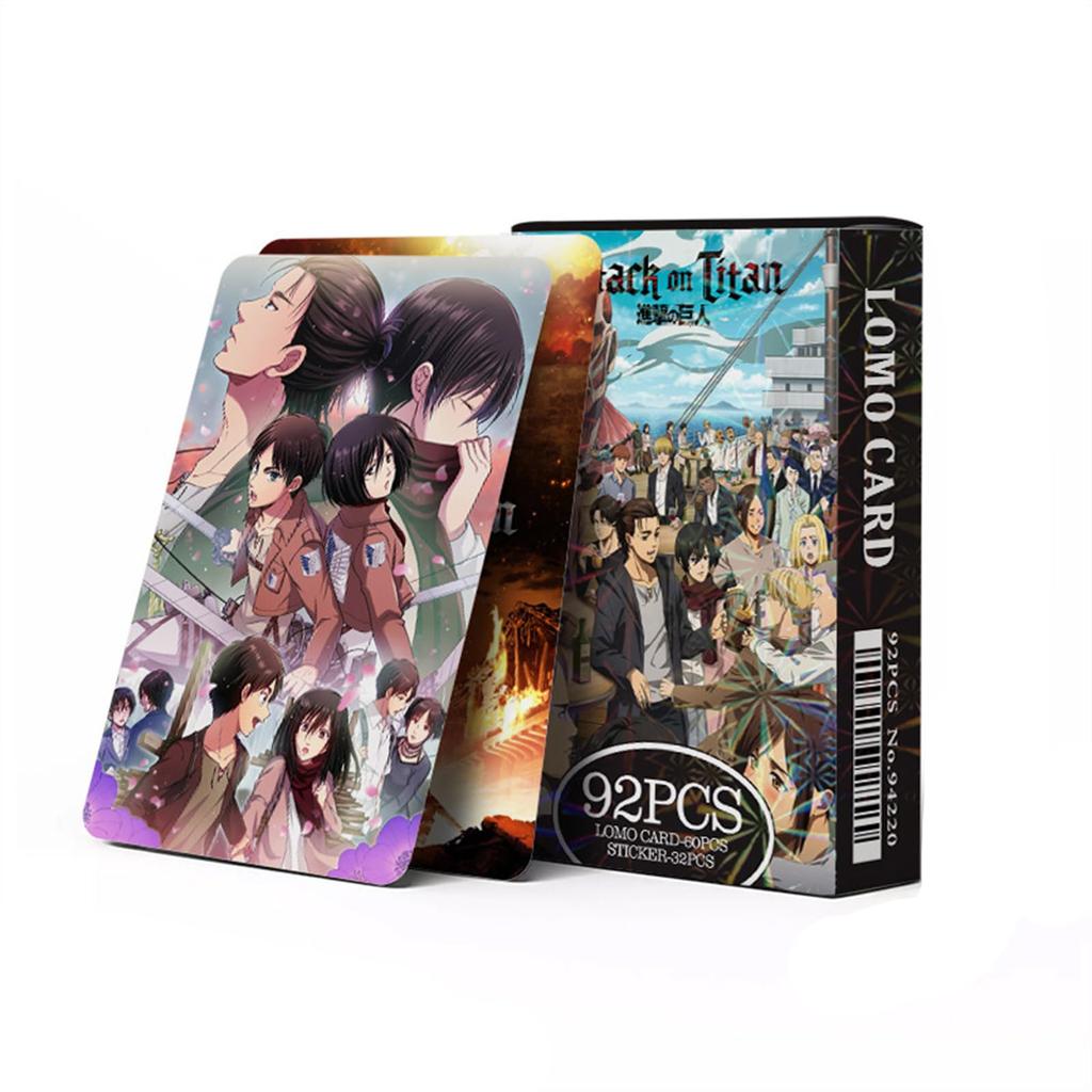 Attack on Titan LOMO Card Complete Set Anime Character Merchandise Photo Cards Collectibles Gifts Perfect for Birthdays and Mementos (60 Cards) & (7)