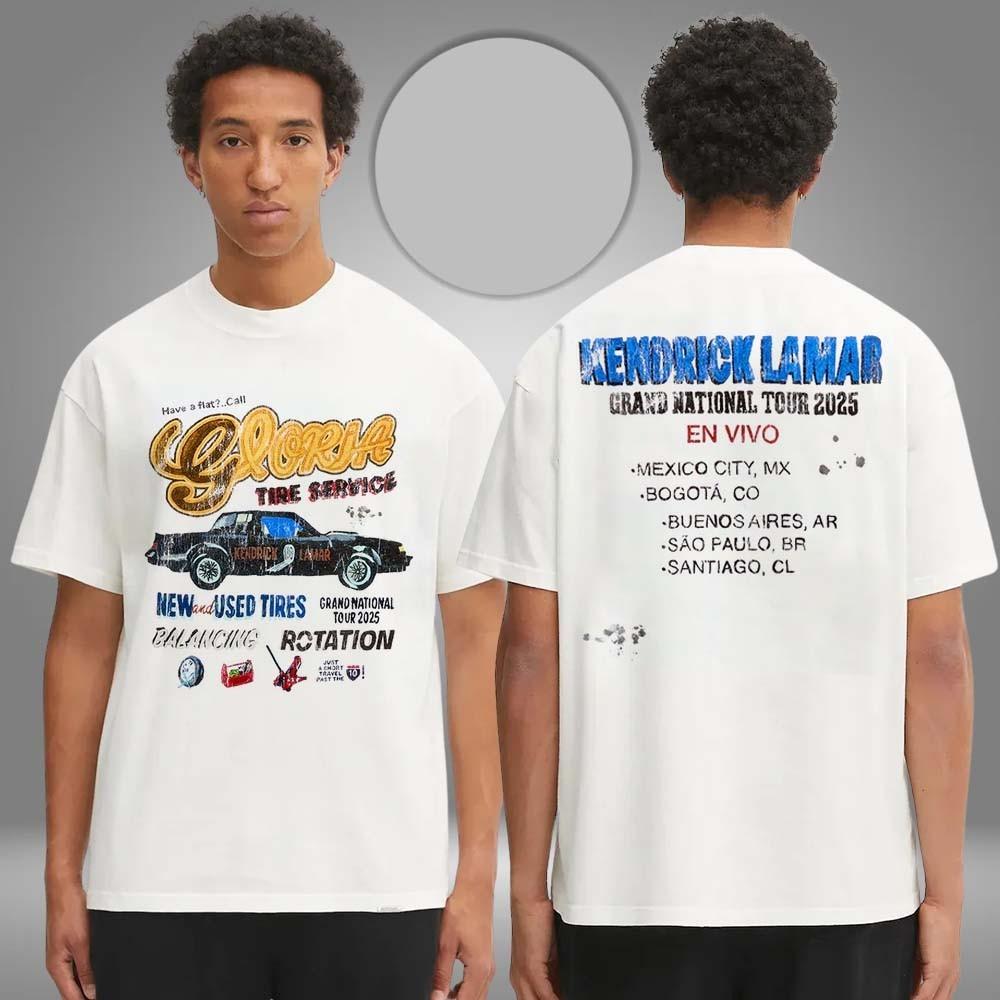 2026 Kendrick Lamar Grand National Tour Merch Gloria Tire Service Two Sided M