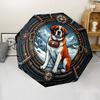 Mountain Rescue Dog Badge pattern umbrella, portable and foldable design, 8 ribs, a casual accessory for Halloween, Christmas, and birthday gifts.