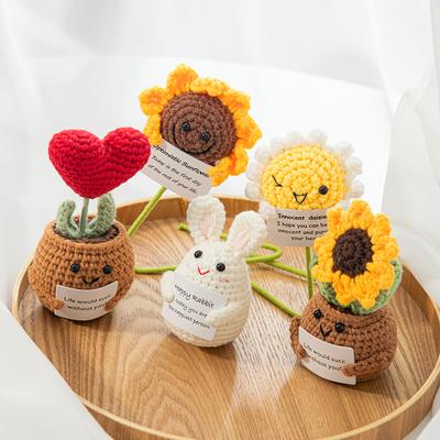 Crochet Energy Potato Hand-woven Dolls Hug Pocket Knitting Doll Crochet Card Desktop Ornament Gift Room Motivational Decor
