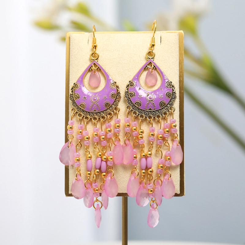

13 Styles Classic Acrylic Water Drop Bohemian Earrings for Women Ethnic Drop Oil Handmade Beaded Dangle Earring Vacation Jewelry светло-фиолетовый
