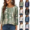 Women's Fashionable Casual Round Neck  3/4 Sleeve  Printed T-Shirt Top
