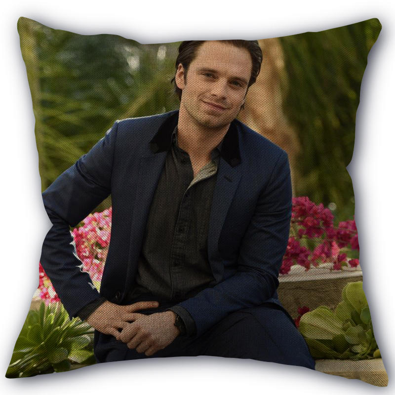 45X45cm Pillow Cover Sebastian Stan Home Decorative Pillowcase Square Zipper Cotton Linen Pillow Cases Bedroom 0331