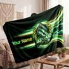 Hammarby Personalized Fleece Blanket With Football Logo, Custom Name Text Soft Warm Home Throw Blanket