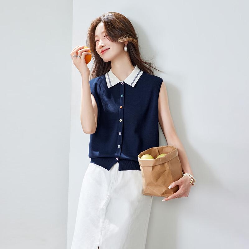 Srcr Women s Short Silk Blend Lapel Knit Vest M
