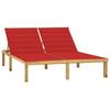 Day and Night - Day and Night Double Lounger and Red Cushions Impregnated Pine Wood