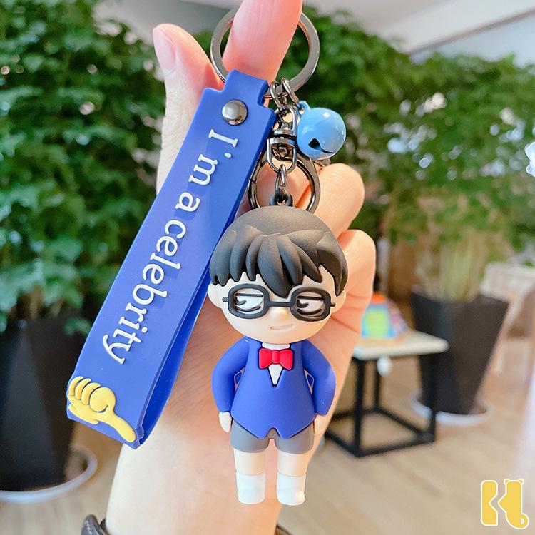 Detective Conan Anime Edogawa Konan Hattori Heiji Fashion Cartoon Doll Keychain Bag Keyring Pendant Accessories Birthday Gift