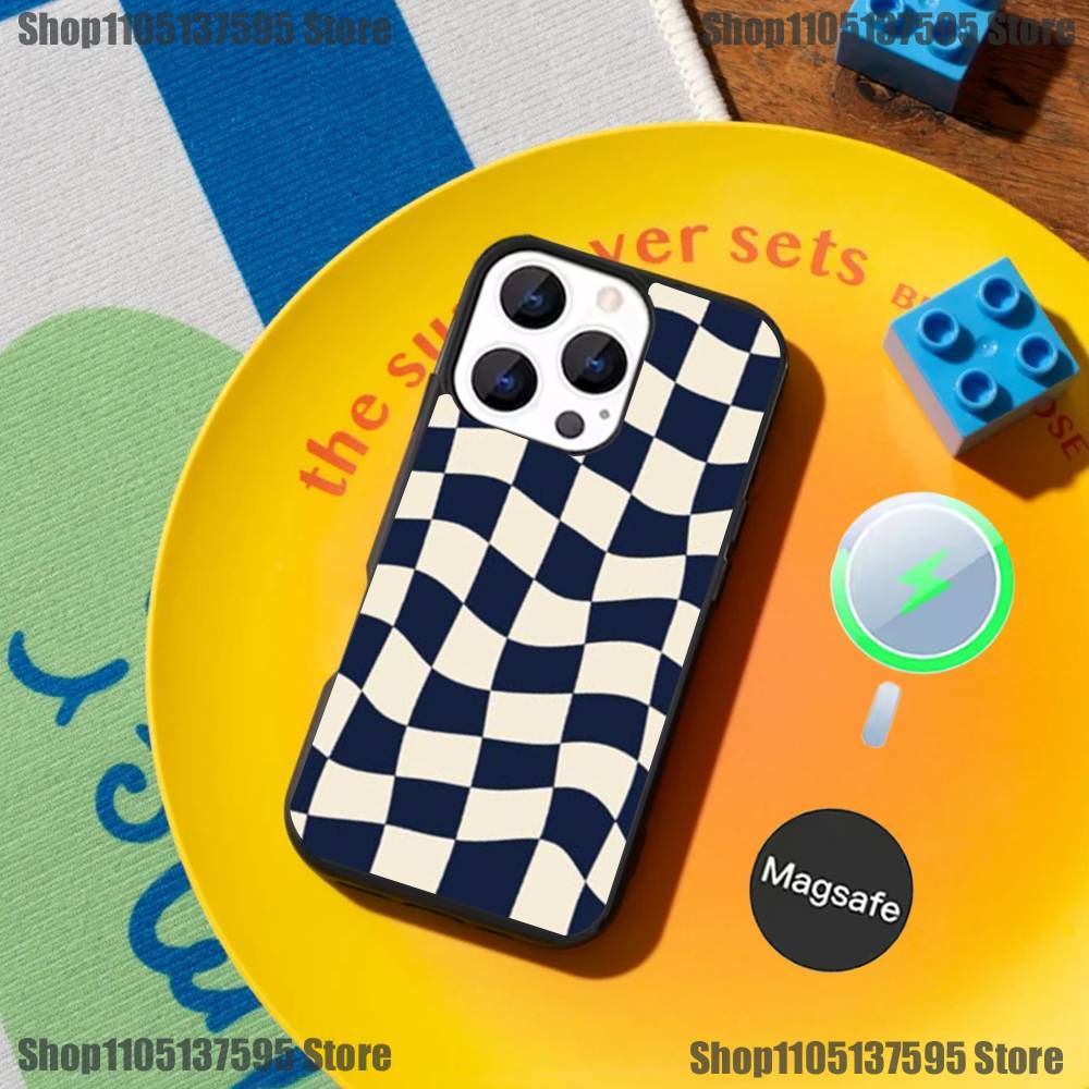Checked chess board lattice Phone Case For iPhone 17,16,15,14,13,12,11,Pro,Max,Plus,Mini Magnetic Magsafe Wireless Charging