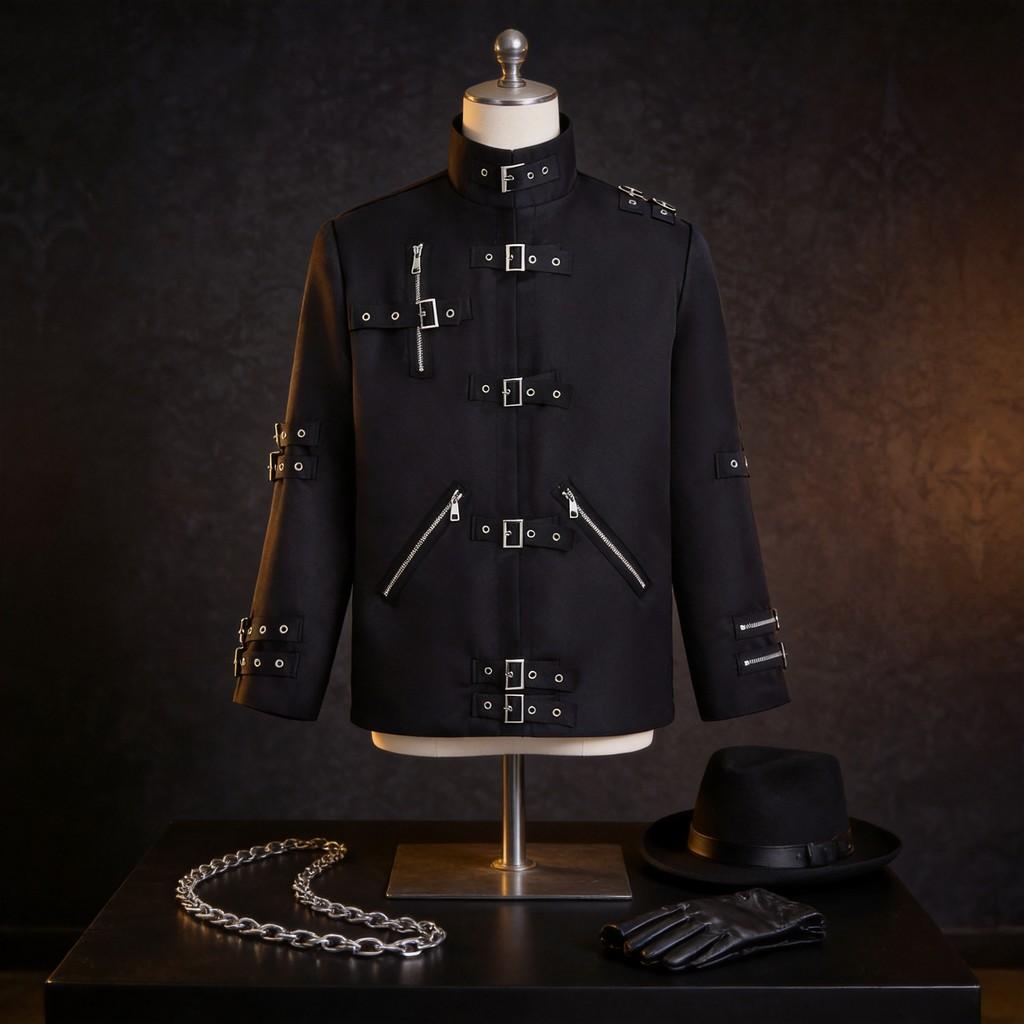 Michael Jackson Dark Style Performance Jacket With Polyester Material For Stage And Party Wear