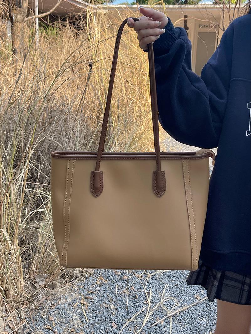 

Винтажная женская сумка-тоут большой вместимости 2025 - Модная в корейском стиле, универсальная наплечная сумка для работы хаки