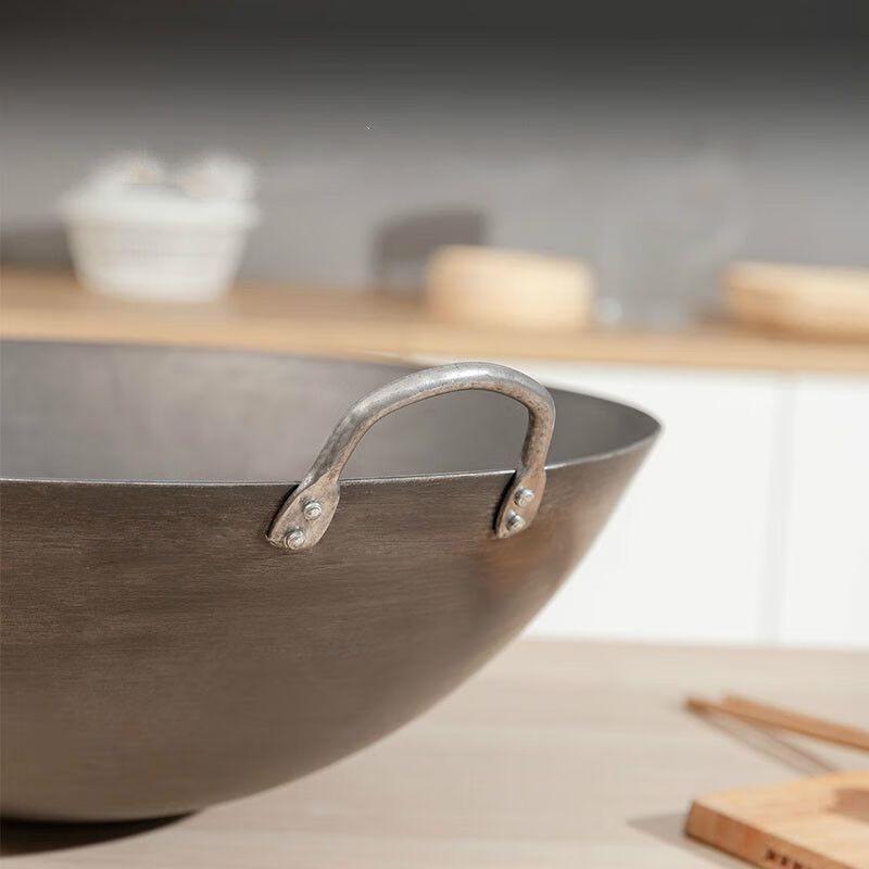 Traditional Pointed-Bottom Wrought Iron Wok