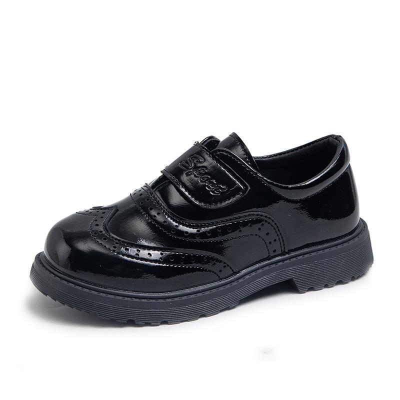 Boy Leather Shoe New British Style Children's Flats for Stage Performance Fashion Glossy PU Black Kid Causal School Formal Shoes