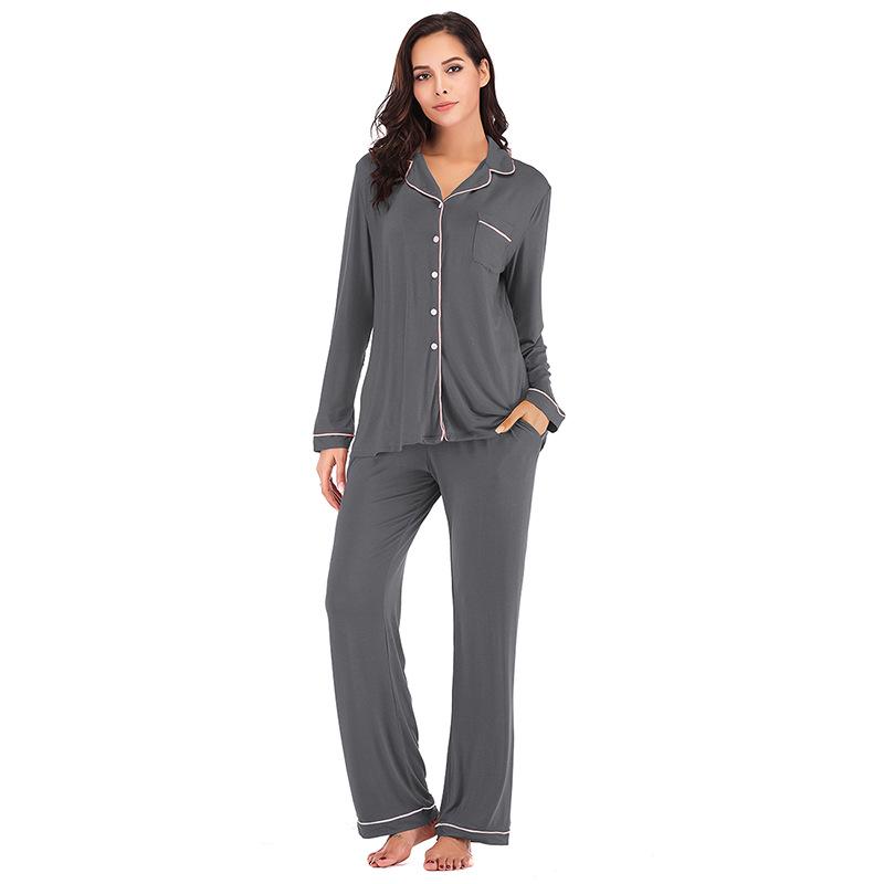 Women's 2025 Spring/Summer Modal Pajama Set - Long Sleeve Cardigan, Two-Piece Homewear