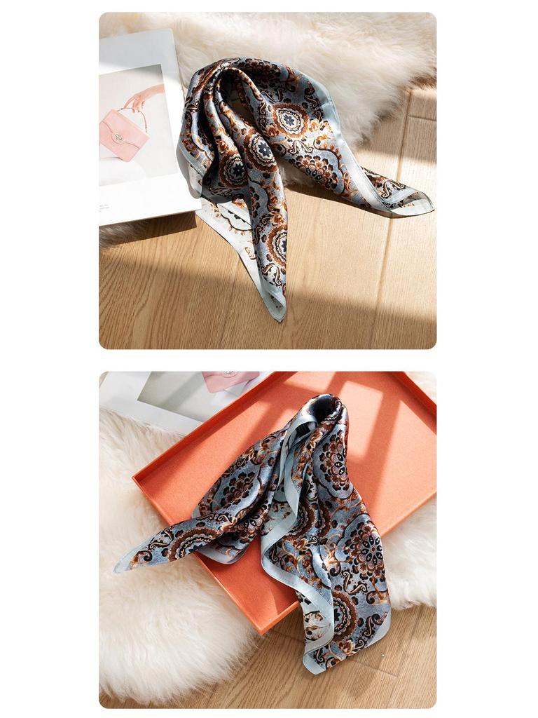 Mulberry Silk Women's Autumn Print Square Scarf: High-End Luxury Fashion Neck Scarf & Shawl