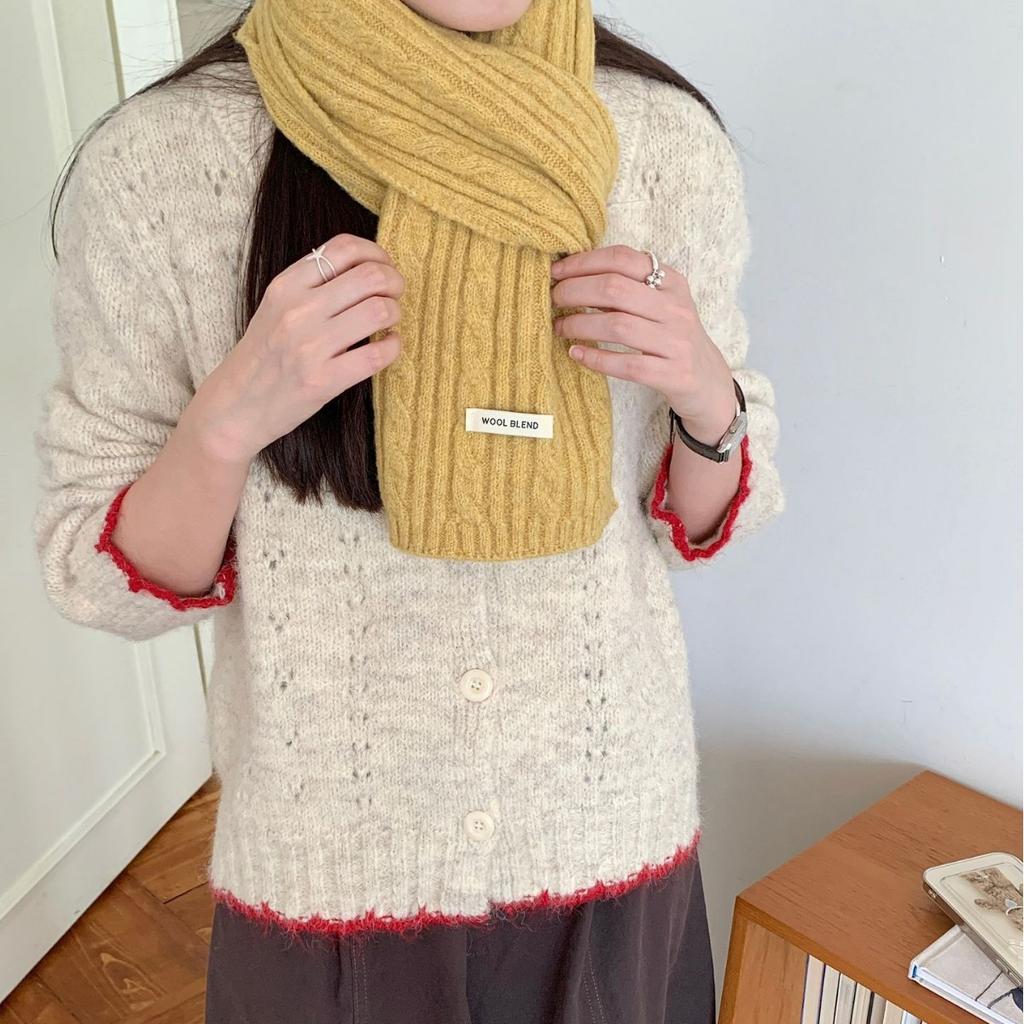 New Autumn and Winter Women's Figure Eight Scarf Wool Blended Knitted Solid Color Sweet Korean Style Versatile Fashionable Warm Scarf