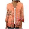 Women's Shirt Blouse Outerwear Print 3/4 Length Sleeve Casual Holiday Basic Button Tops
